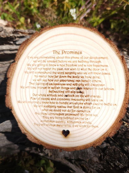 AA Sobriety Gift: Engraved Wood Slice Medallion - Alcoholics Anonymous Recovery