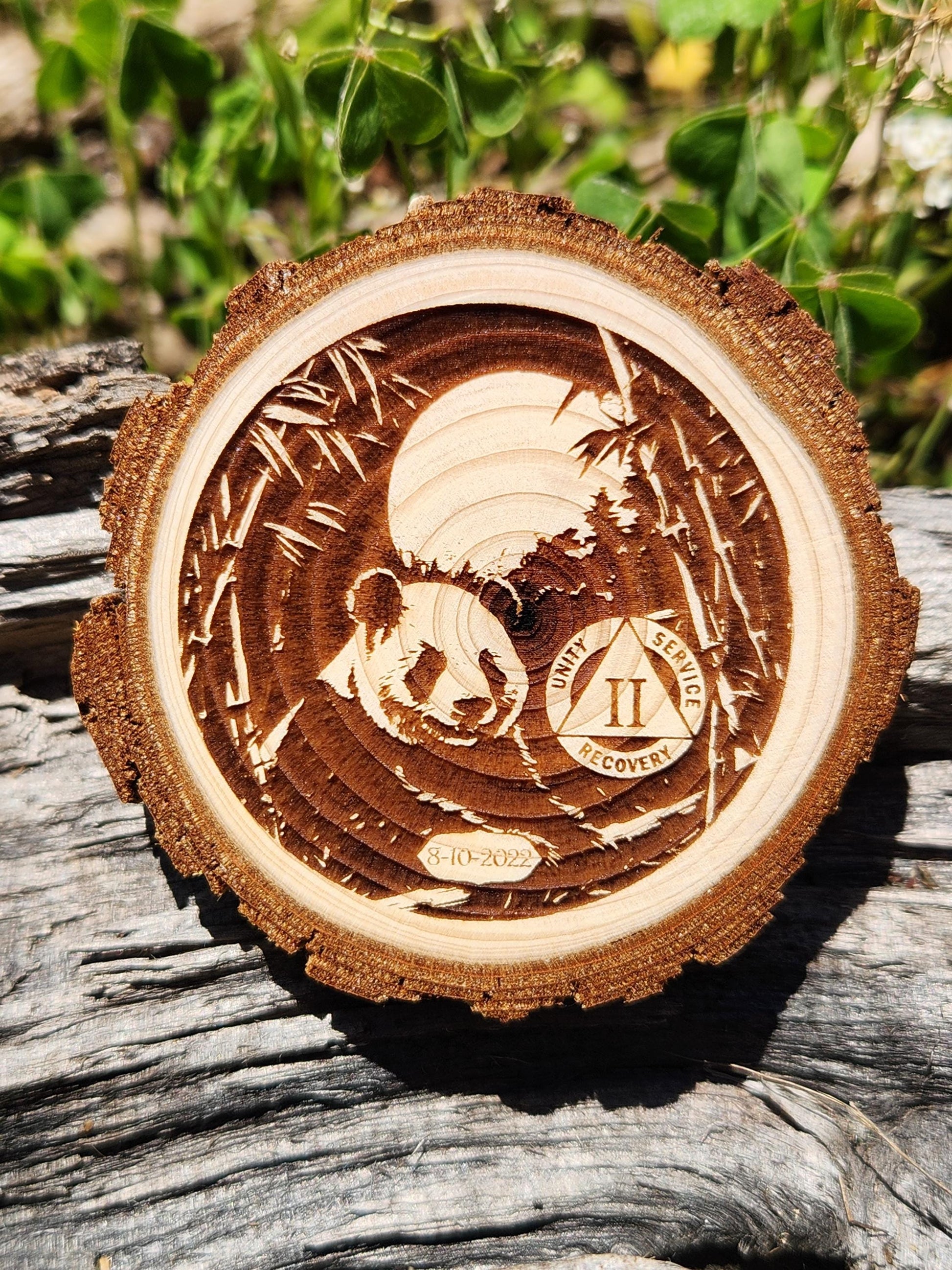  personalized AA sobriety medallion front view