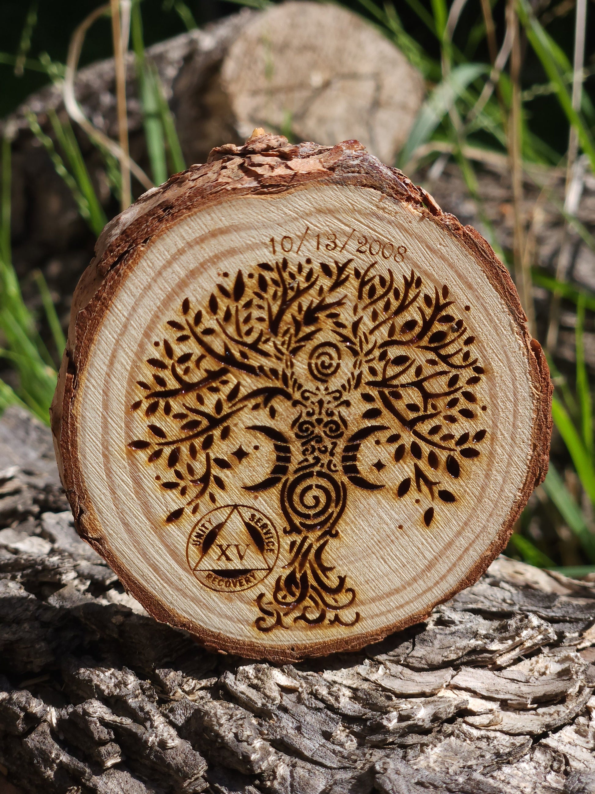 Goddess Tree of Life recovery chip back with serenity prayer