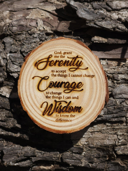 AA Milestone Medallion: Coffee & Big Book Engraved Wood Token - Just For Today Motivational Backside