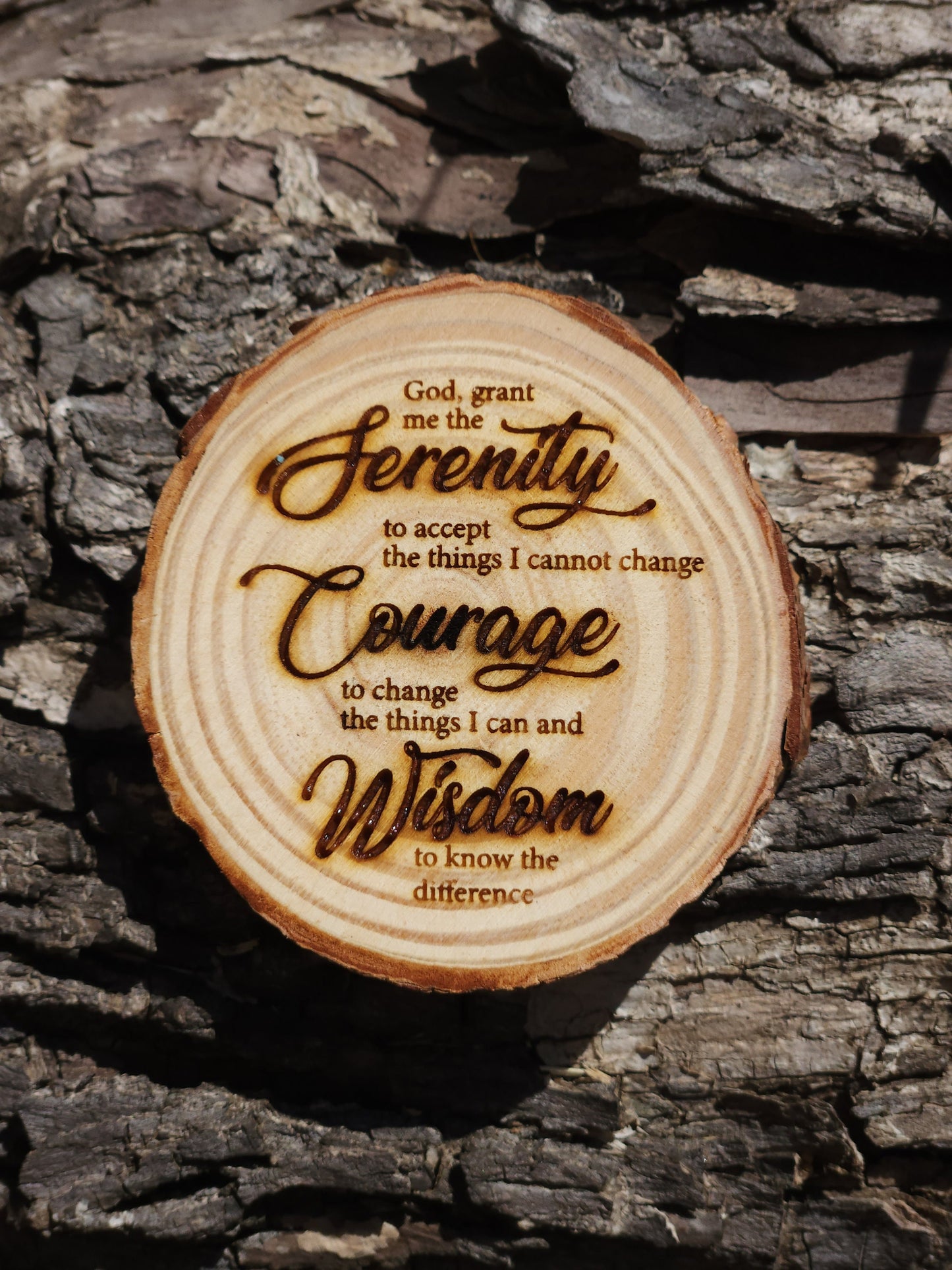 Custom Couple's Romantic Heart Rustic Wedding Gift Initials Engraved in a Tree Anniversary Cute Wood Carved Unique Present Table Decor - Just For Today Motivational Backside