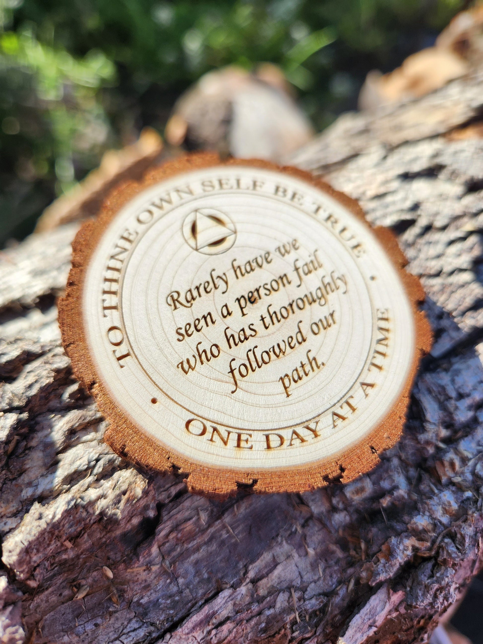 Tribal Roots Tree of Life sobriety anniversary medallion engraved