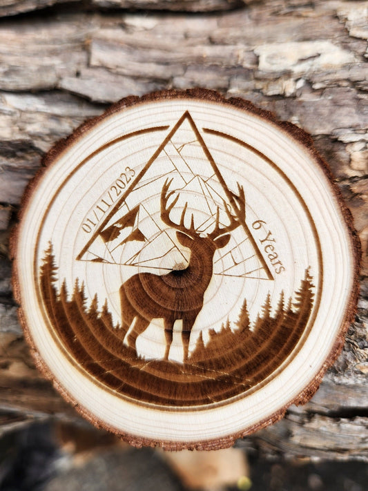 Majestic Buck personalized AA sobriety medallion front view