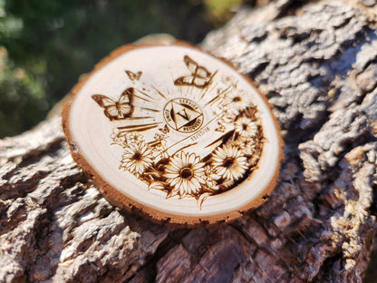 Butterfly Meadow recovery chip back with serenity prayer