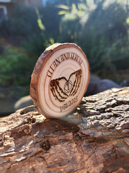 Skeleton Hand Heart and Serene NA recovery chip back with serenity prayer