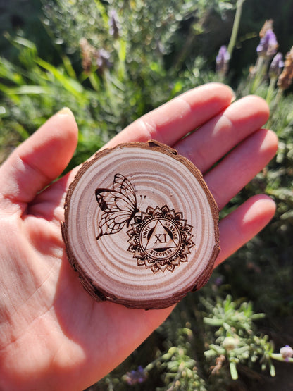 Butterfly Lotus Mandala recovery chip back with serenity prayer