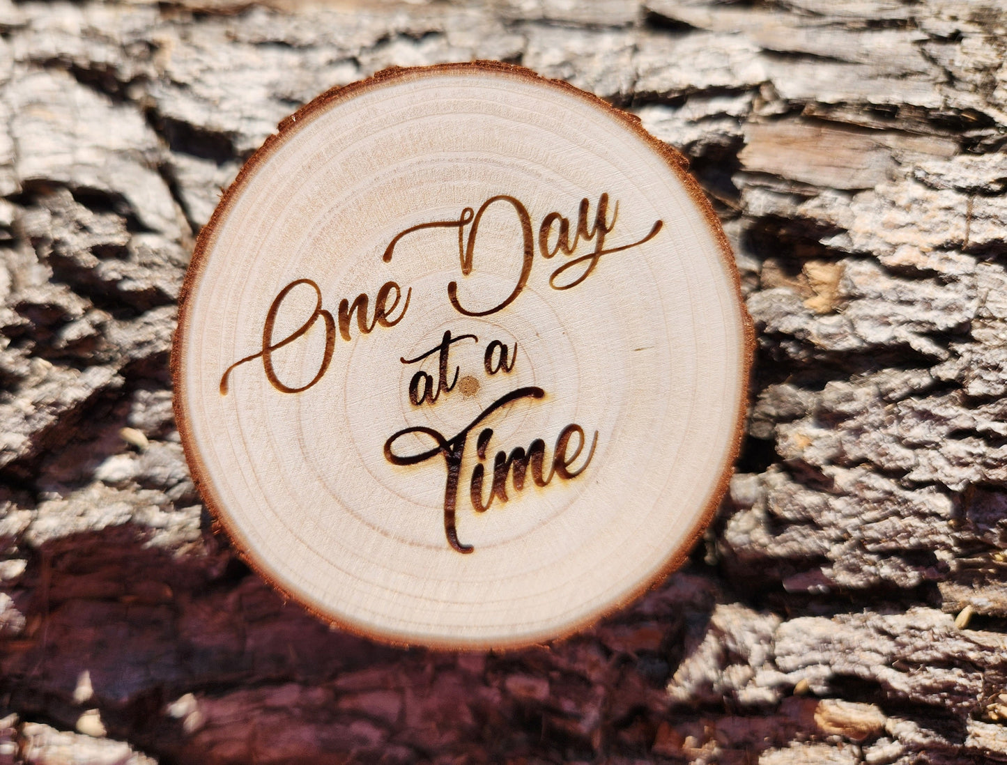 Milestone Christmas Holiday Ornament, Customized Wood Carved Slice, Wellness Gift - To Thine Own Self Be True AA Triangle Backside