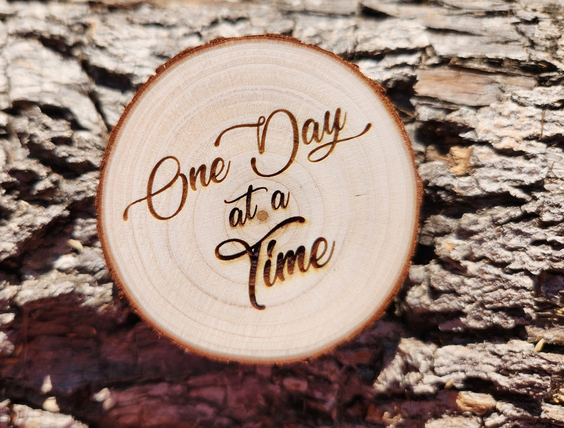 Milestone Christmas Holiday Ornament, Customized Wood Carved Slice, Wellness Gift - To Thine Own Self Be True AA Triangle Backside