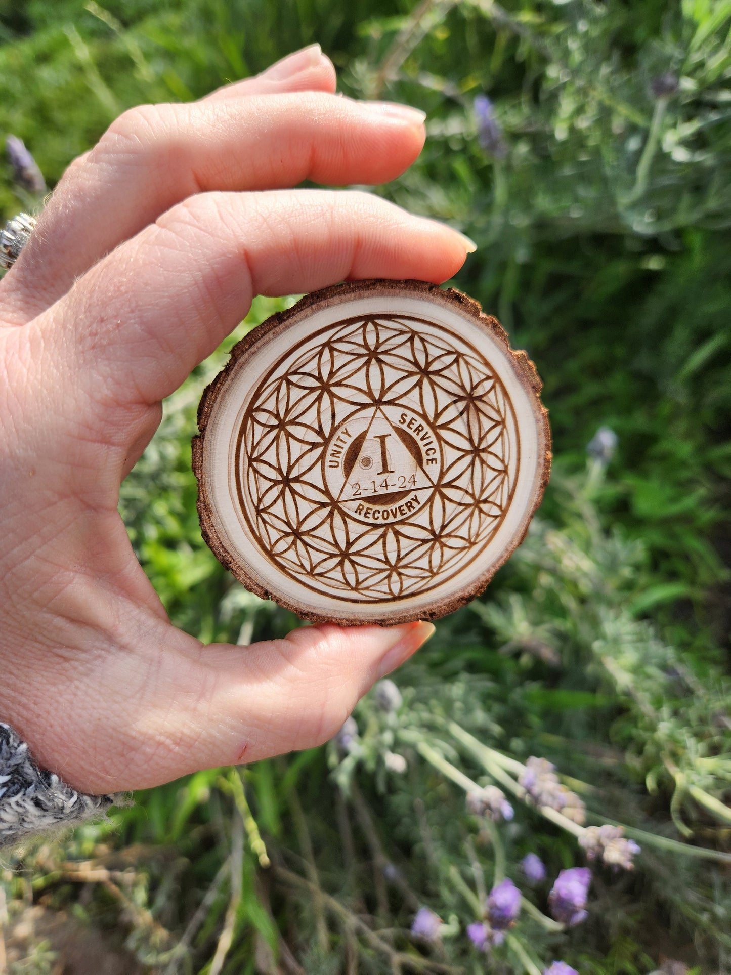 Thy Will Be Done Cross recovery chip back with serenity prayer