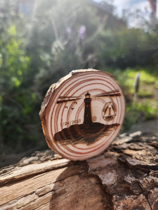 Lighthouse of Humility - Engraved Wood Slice Front Design