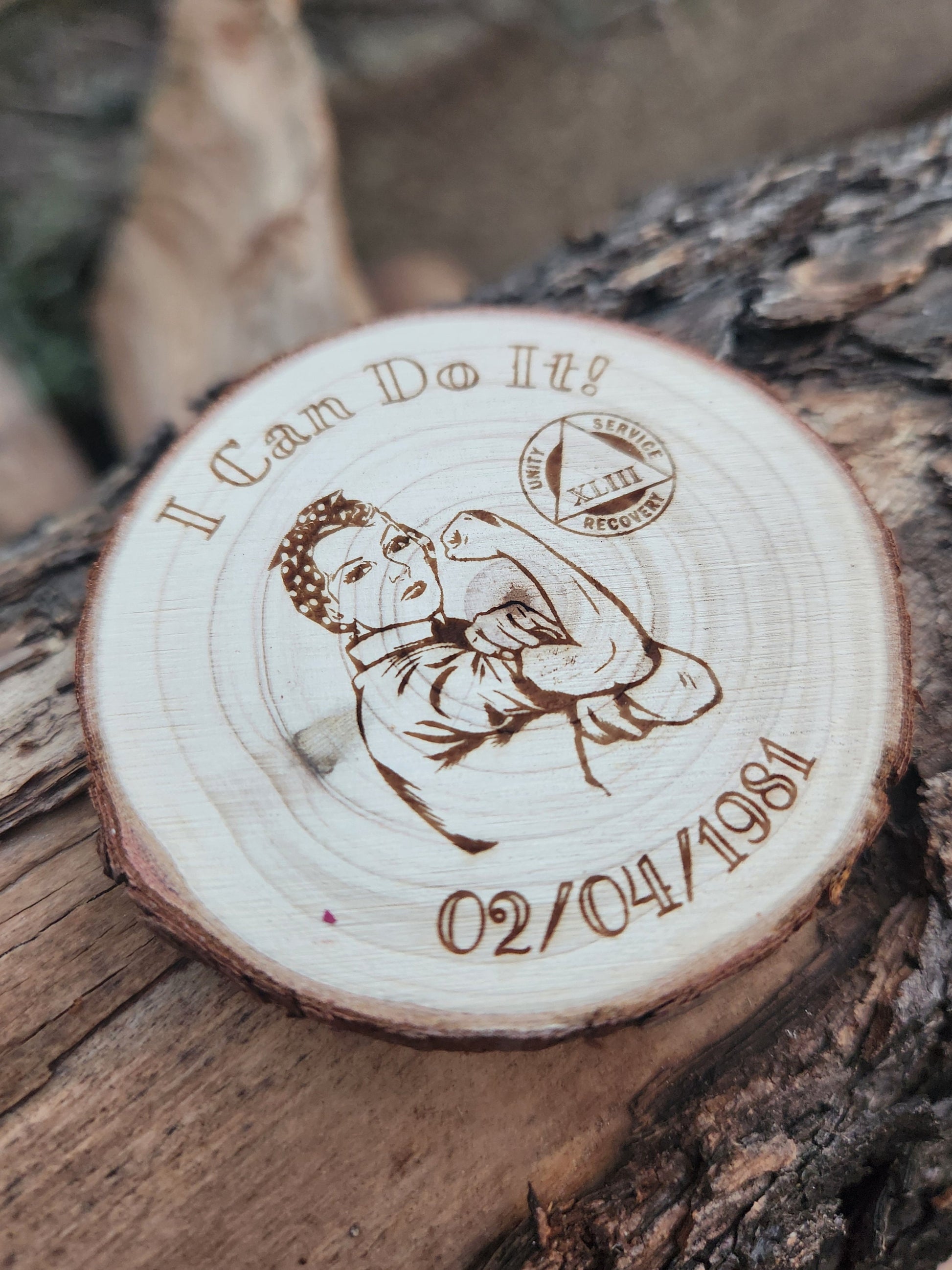 Rosie the Riveter I Can Do It AA NA recovery gift with display stand