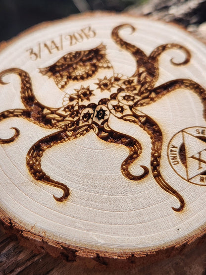 Octopus of Acceptance personalized AA sobriety medallion front view