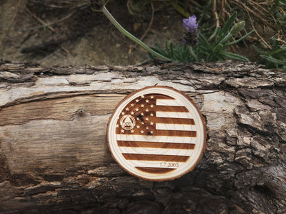 Stars & Stripes for personalized AA sobriety medallion front view