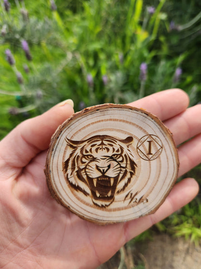Fierce Tiger recovery chip back with serenity prayer