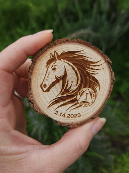 Wild and Free Stallion Horse wood medallion natural grain detail