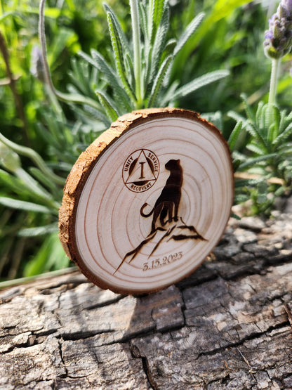 Cougar of Awareness recovery chip back with serenity prayer