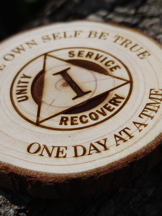 The Traditional personalized AA sobriety medallion front view