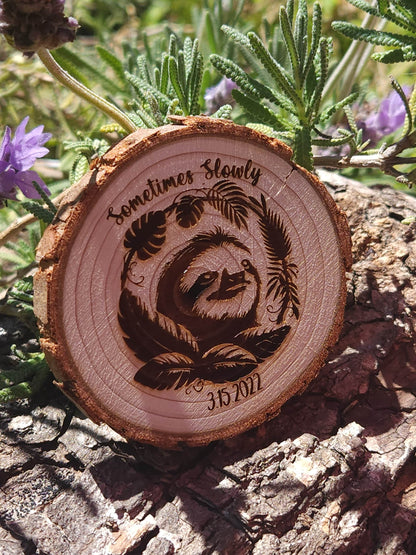 Sometimes Slowly Sloth recovery chip back with serenity prayer