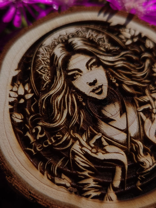 The Fire Goddess personalized AA sobriety medallion front view