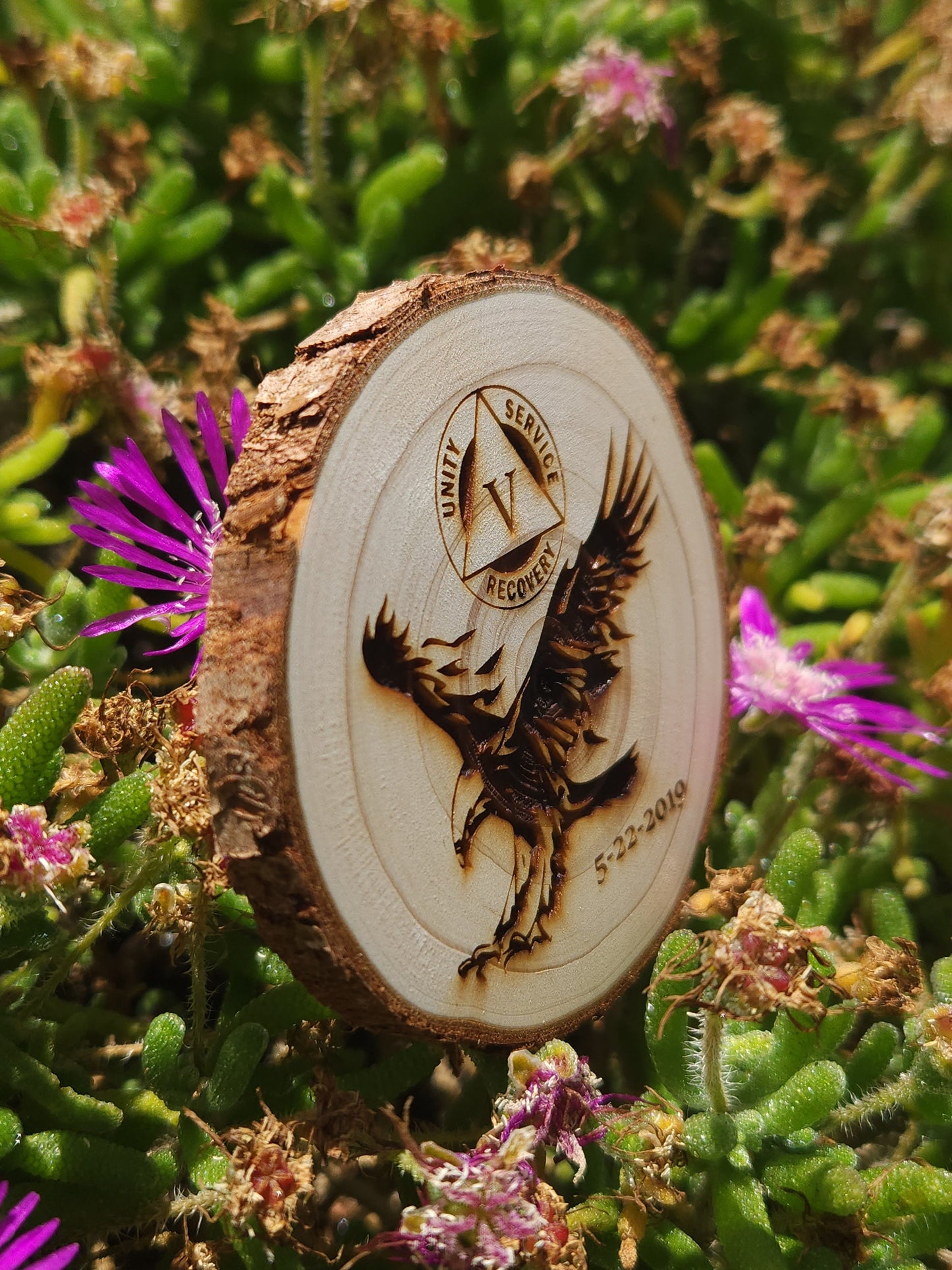 Soaring Eagle recovery chip back with serenity prayer