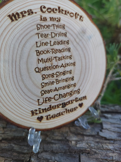 Personalized Teacher Gift for Any Grade Custom Made for Her Him Display w/FREE Stand - Personalized Milestone Medallion Detail