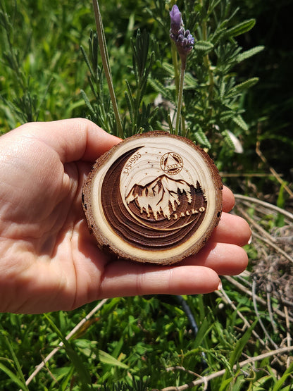 Mountain Moon recovery chip back with serenity prayer