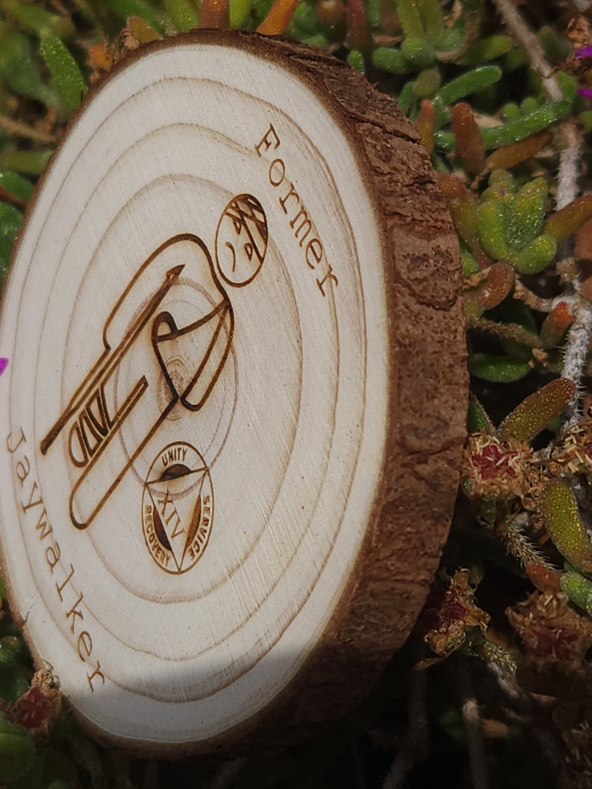 Former Jaywalker Funny recovery chip back with serenity prayer