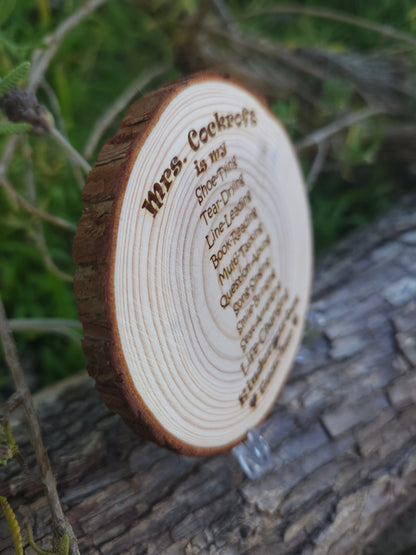 Personalized Teacher Gift for Any Grade Custom Made for Her Him Display w/FREE Stand - Laser Engraved Artwork Detail