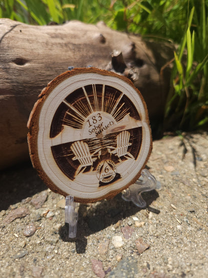 Daily Reflections at Sunset personalized AA sobriety medallion front view