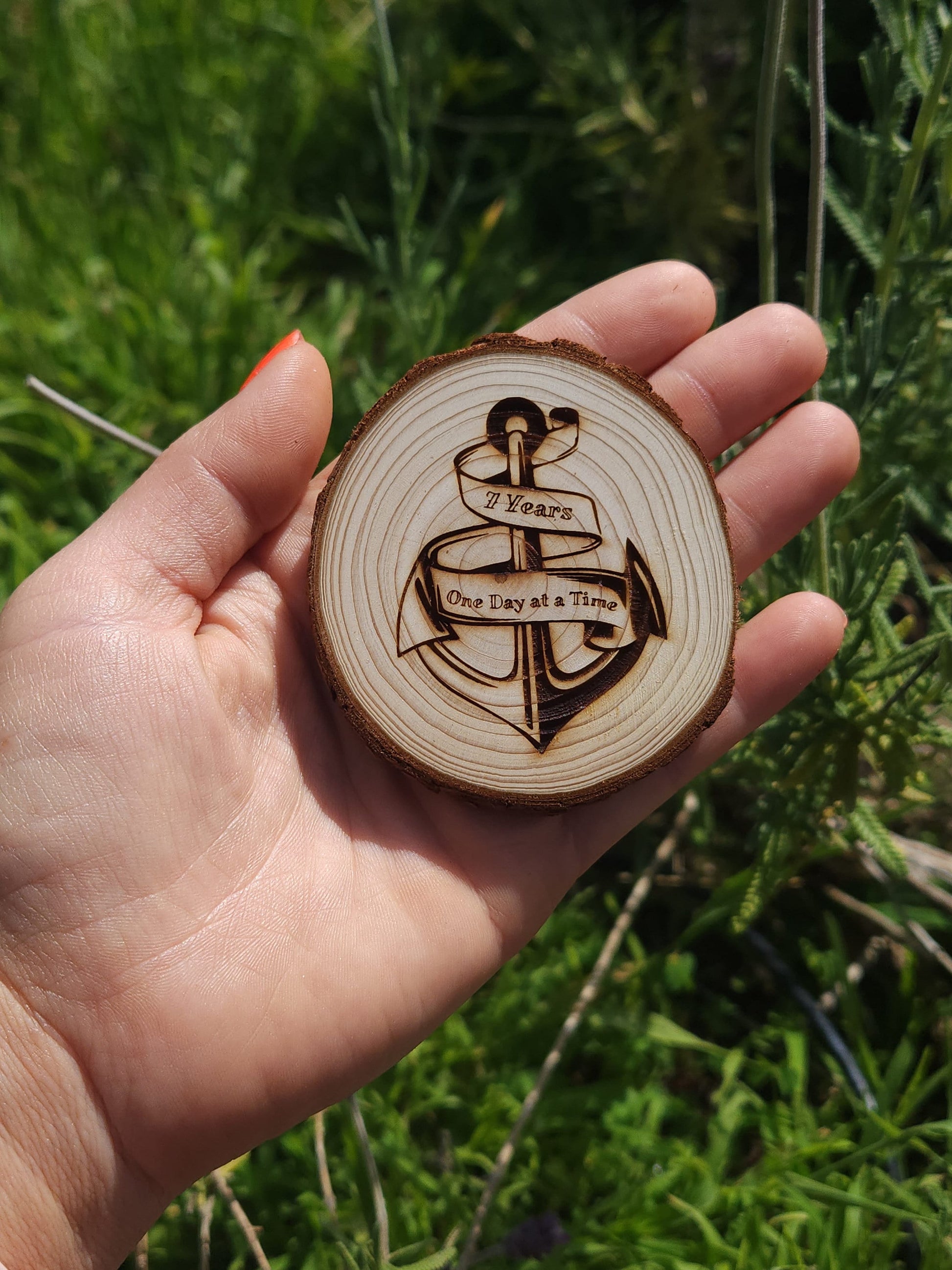 Anchor of Strength - Personalized Milestone Medallion Detail