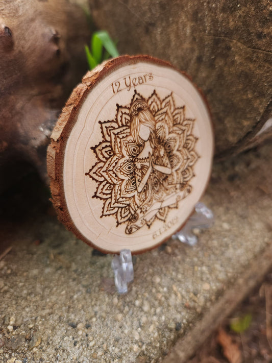 Mama Lotus personalized AA sobriety medallion front view