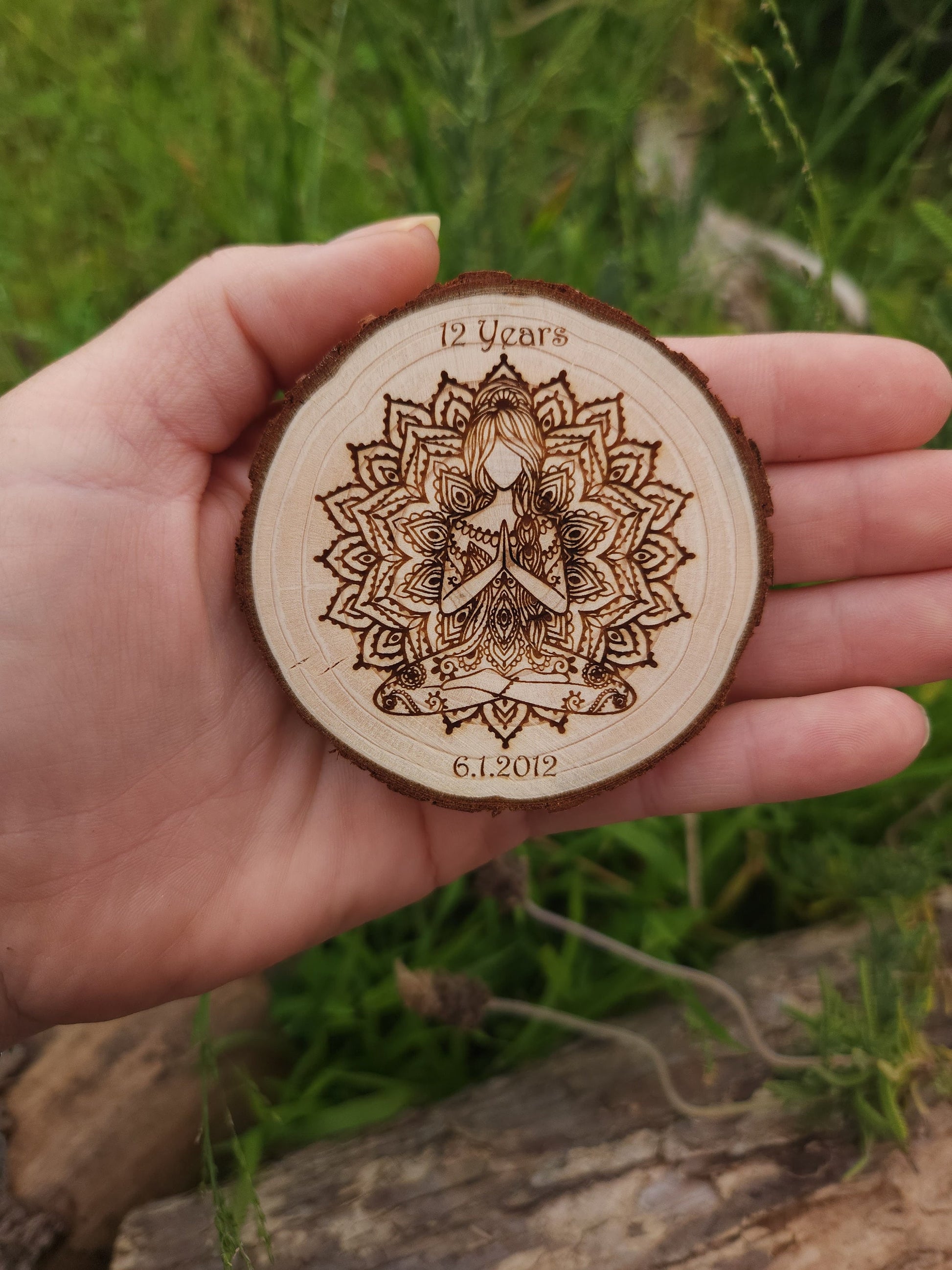 Mama Lotus recovery chip back with serenity prayer