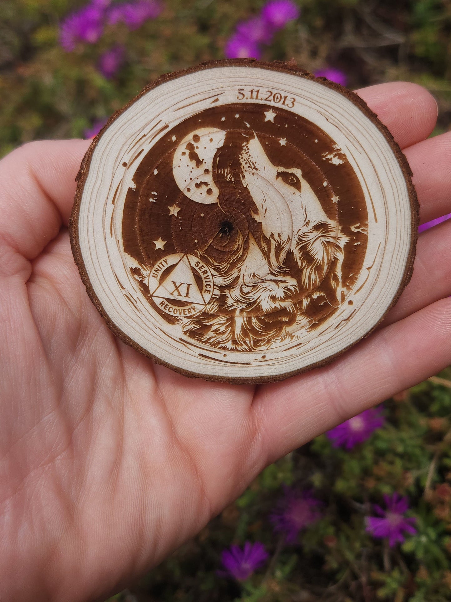 Thy Will Be Done Cross recovery chip back with serenity prayer