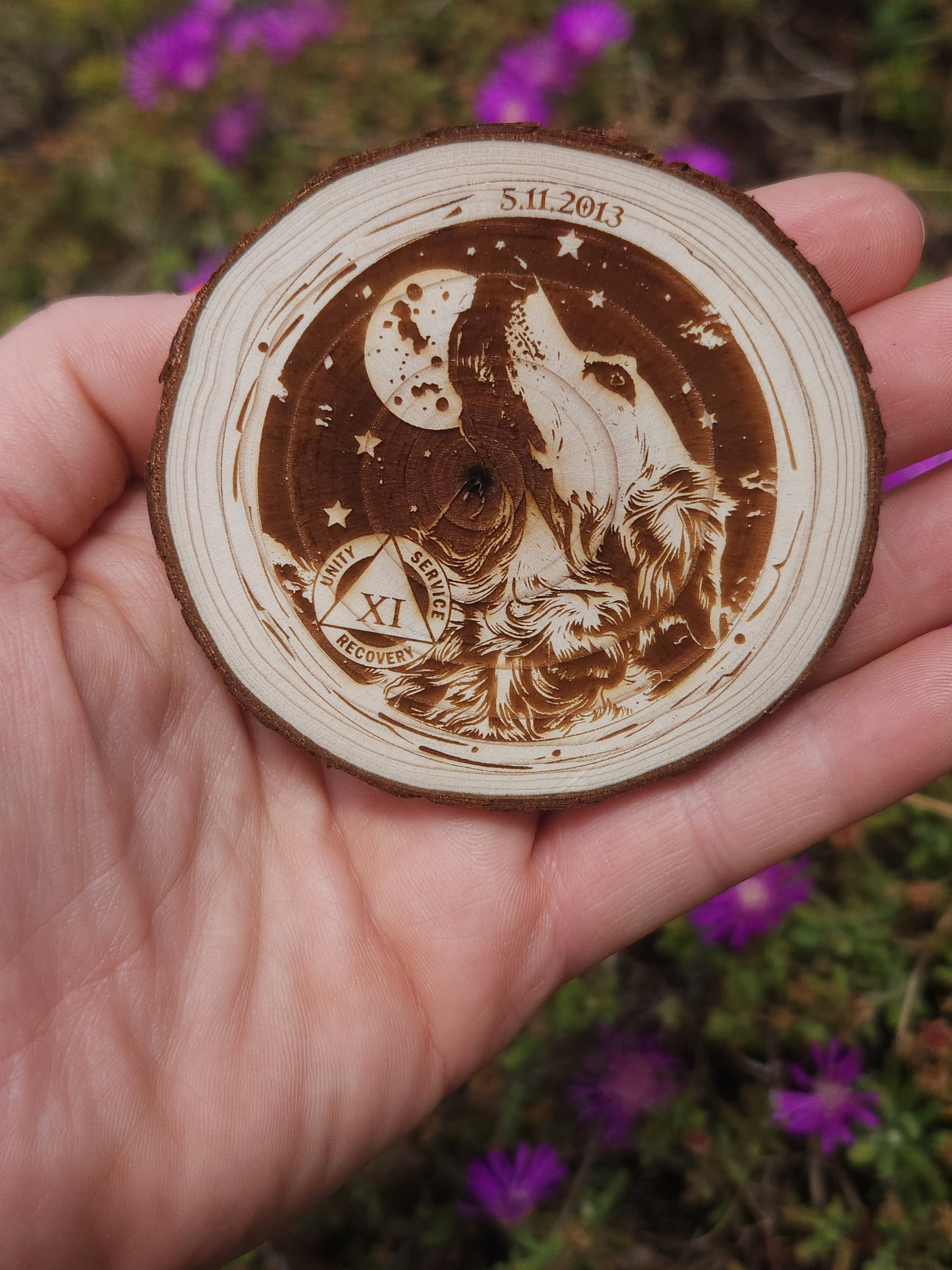 Thy Will Be Done Cross recovery chip back with serenity prayer