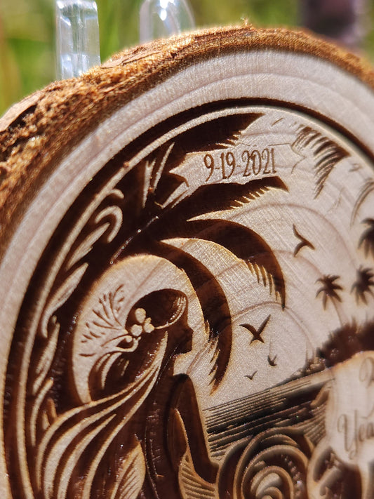 Ocean Goddess personalized AA sobriety medallion front view