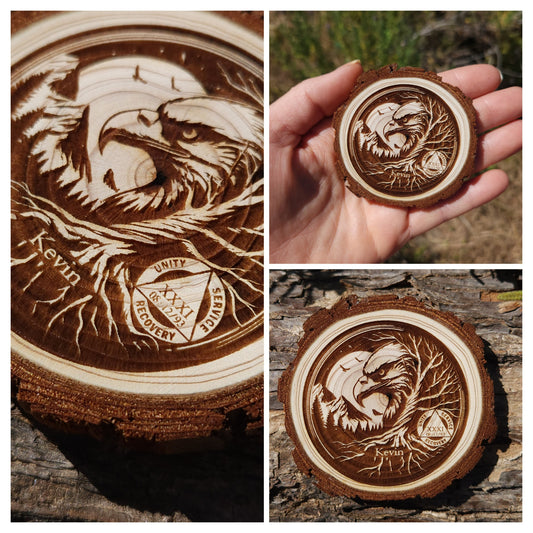 Eagle of Freedom Personalized - Engraved Wood Slice Front Design