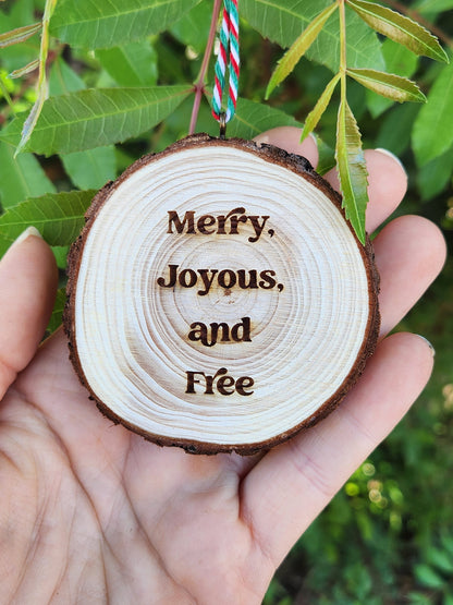 Clean Sister Christmas Crew Personalized Name and Year Holiday Ornament - Engraved Wood Slice Front Design