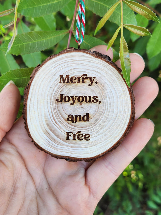 Clean Sister Christmas Crew Personalized Name and Year Holiday Ornament - Engraved Wood Slice Front Design