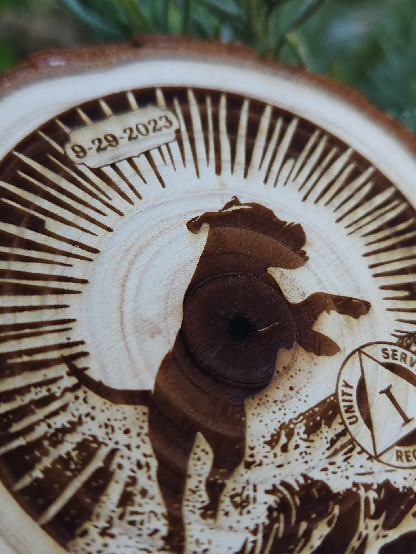 Leap of Faith Dog personalized AA sobriety medallion front view