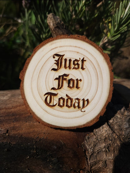Leap of Faith Dog wood medallion natural grain detail