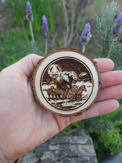 Stay in the Herd Zebra & Elephant recovery chip back with serenity prayer