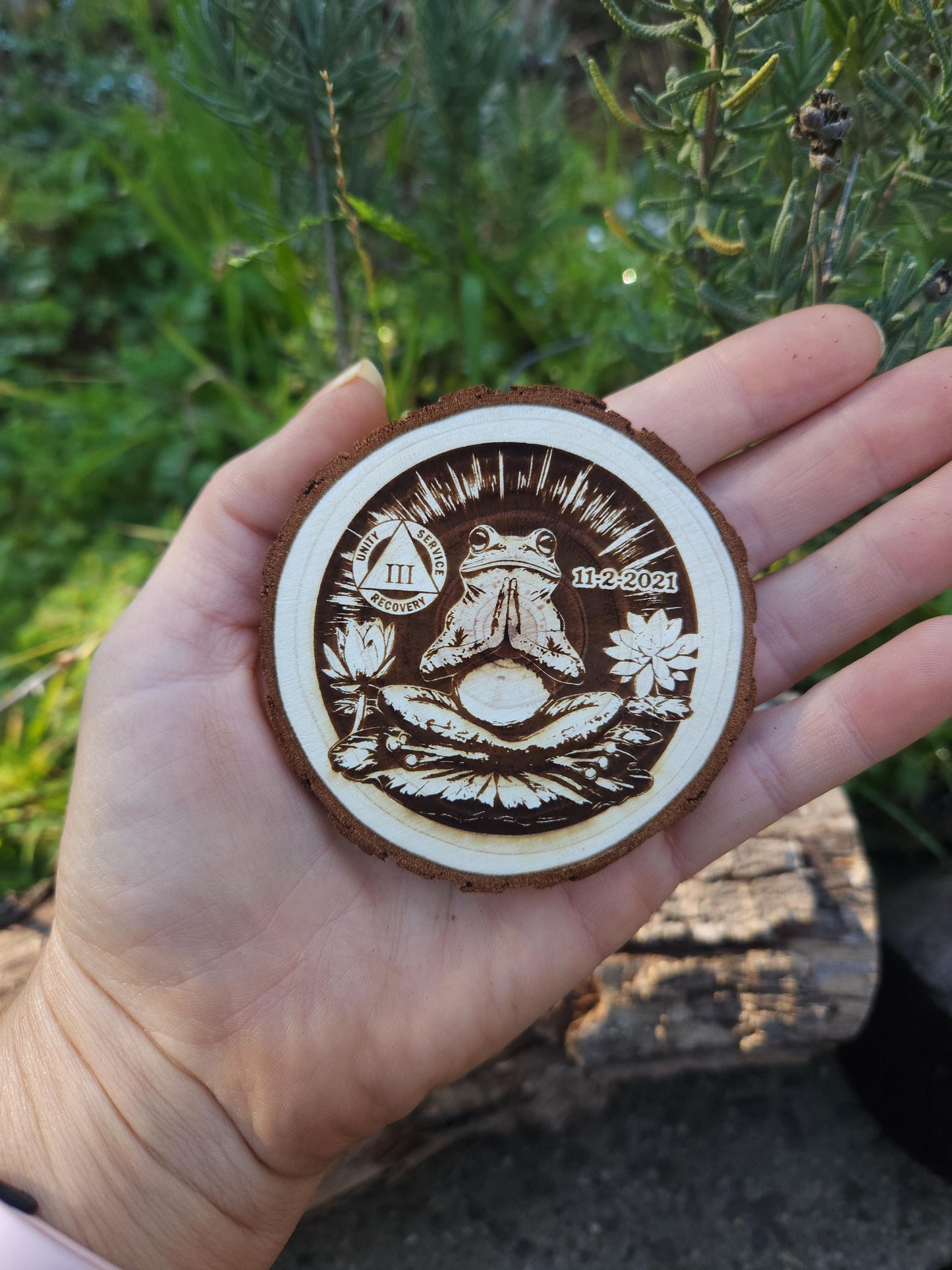 Toadally Serene F.R.O.G. recovery chip back with serenity prayer