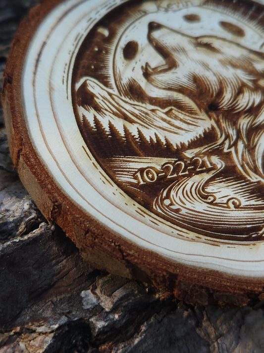 The Lone Wolf personalized AA sobriety medallion front view