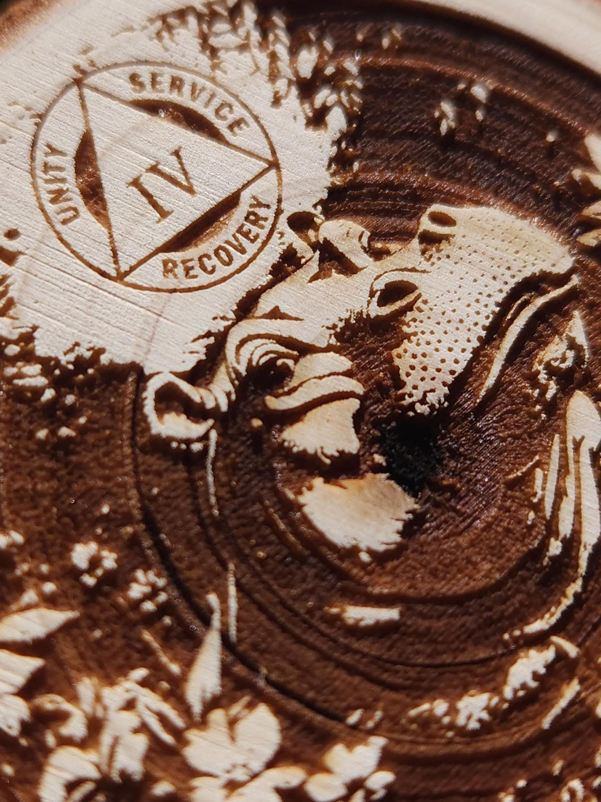 The Happy Hippo recovery chip back with serenity prayer