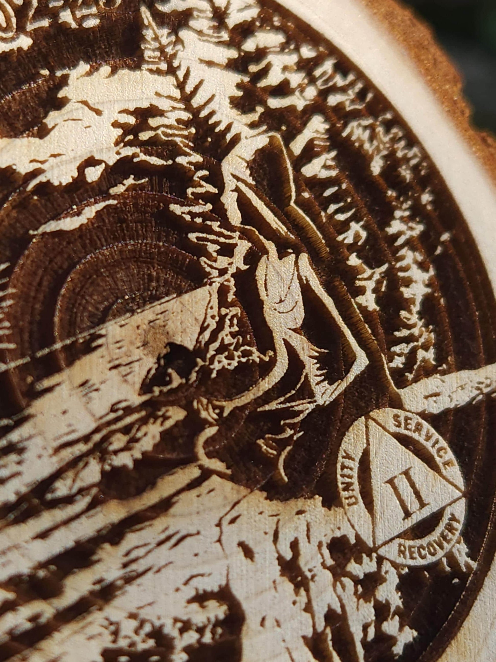 The Hippie Yogi personalized AA sobriety medallion front view