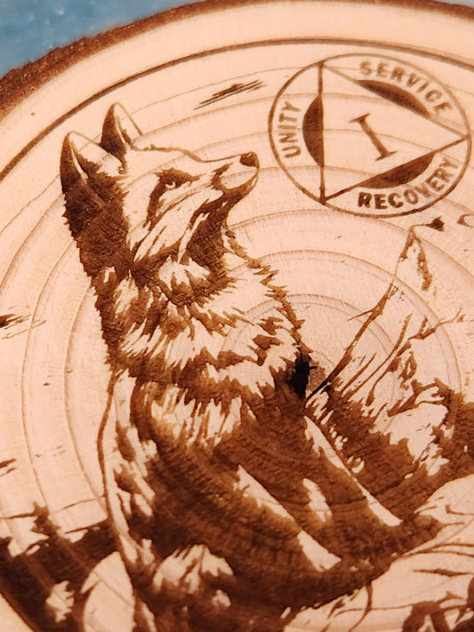 The Cunning Fox personalized AA sobriety medallion front view