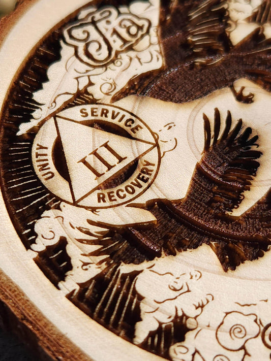 3 Ravens Personalized - Engraved Wood Slice Front Design