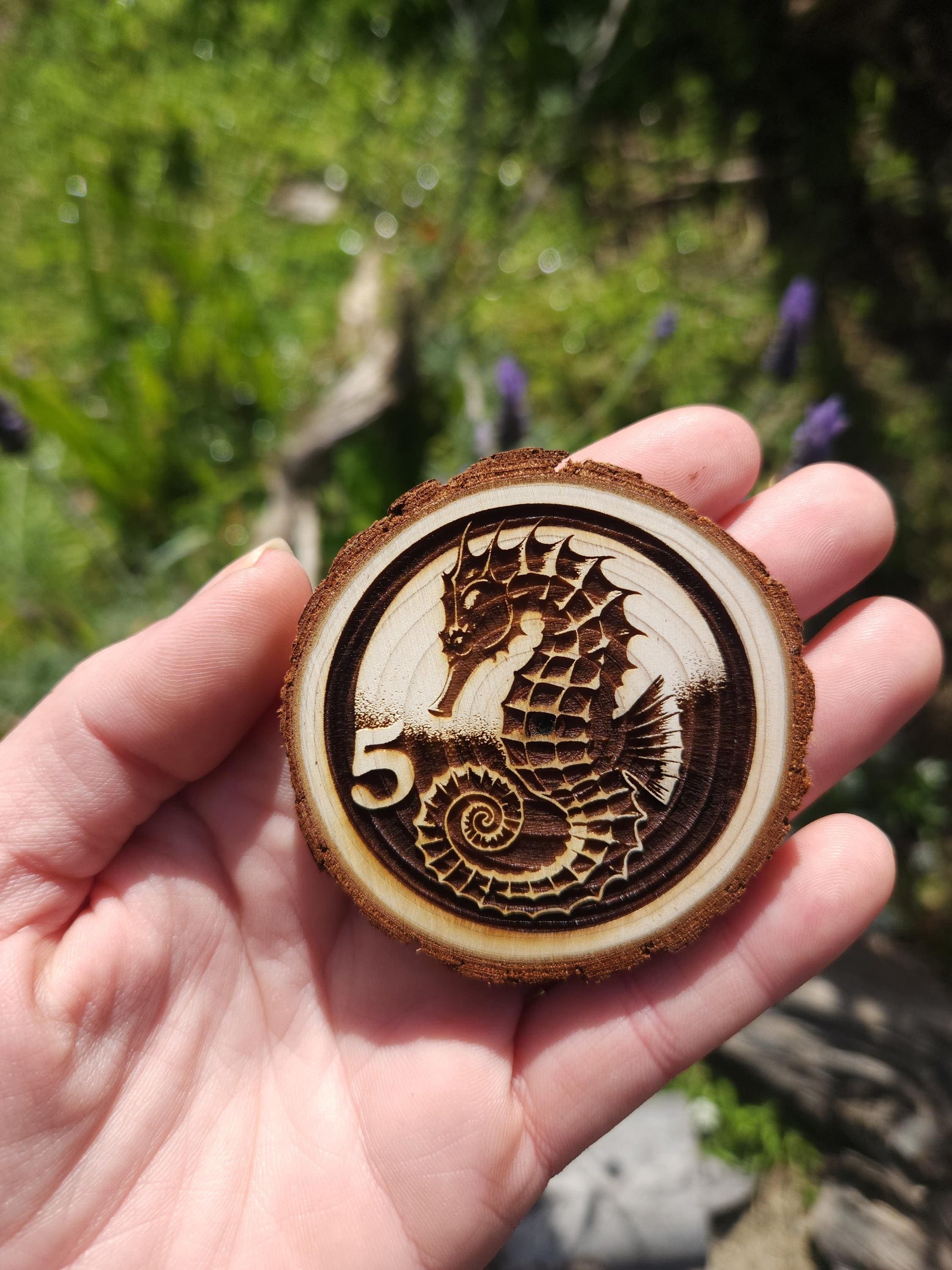 Seahorse Celebration recovery chip back with serenity prayer