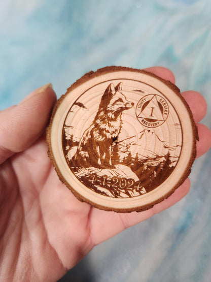 The Cunning Fox recovery chip back with serenity prayer