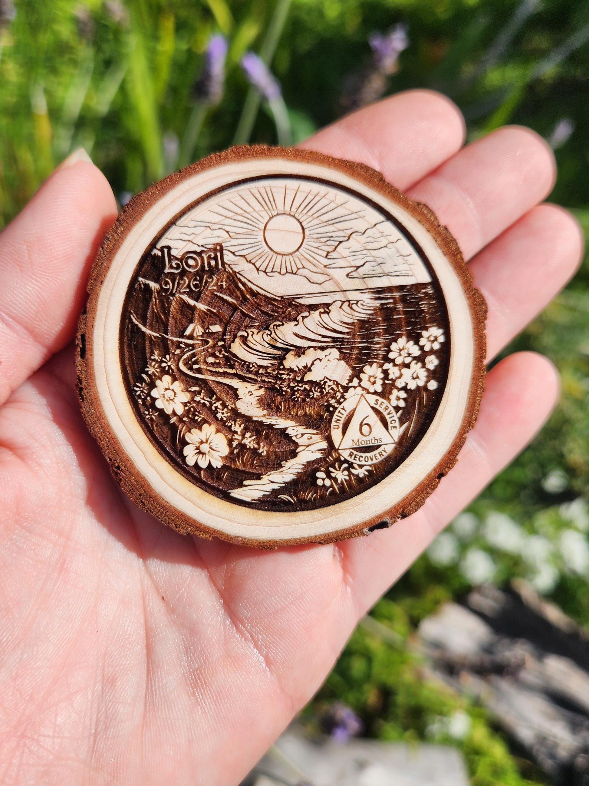 Seaside Serenity Trail recovery chip back with serenity prayer